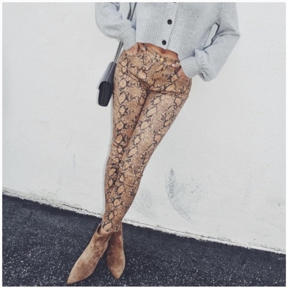Frame Denim Denim - Frame Le High Skinny Crop Coated‎ Python Jeans